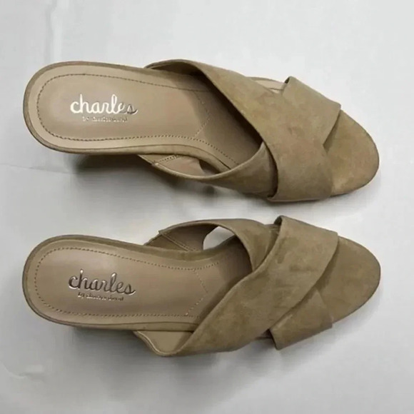 Charles by David Charles Latrice Nude Suede Wedge Sandals size 8 - Picture 3 of 7